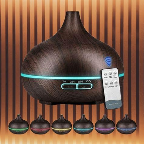 Diffuseur d'arômes design bois noir LUNO avec grand réservoir 500ml