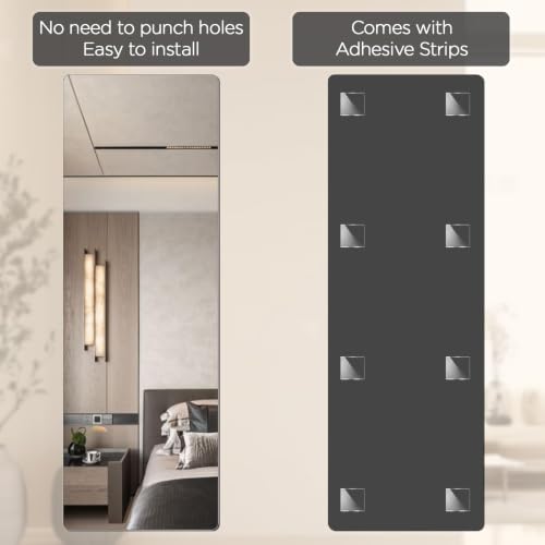 Image of iCAGY Acrylic Full Body Self-Adhesive Shatterproof Mirror | Ultra-Thin, Lightweight, Frameless, Easy Install, Wall Mirror for Home Gym, Bedroom, Closet Door, Rectangle, 18 inchx 48 inch, 1PCS