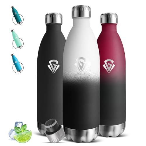 Gourde Isotherme- 1l- Gourde, Sans BPA, Bouteille Inox, 24h Froid & 12h Chaud, Bouteille Isotherme, Anti Fuite, Double Vide, Bouteille d'eau pour Bureau, Sport, Voyage, Gym, Camping