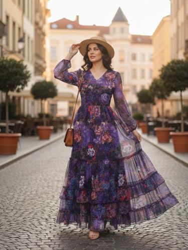Image of GRECIILOOKS Women's Georgette Dress | Western One Piece Dress for Women Short & Long | Casual Summer Dresses for Beach & Stylish Party Gown fors Women