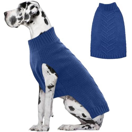 IECOii Big Dog Sweater - XXXL Dog Sweaters for Extra Large Dogs - Warm Winter & Fall Coat - Blue-4XL XXXX-Large(Chest:35.4 in) Blue