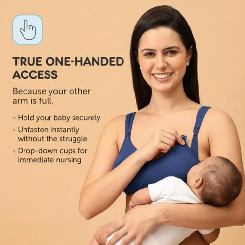 Image of The Mom Store Mom Nursing Bra | Full Coverage Non Padded Bra | Feeding Bra | Maternity Bra | Non Wired Bra | Cotton Blend
