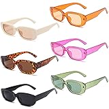 Le Paquet Comprend:lot de 6 lunettes de soleil rectangulaires pour femmes dans 6 couleurs néon différentes:noire,tortue,beige,orange clair,violet clair,vert clair comme le montre l’image,les lunettes de soleil colorée à la mode suffisent à correspondre à de nombreux looks quotidiens