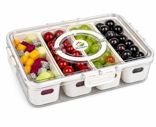 Image of Premium 4 Compartment Fridge Storage Box with Drain Tray & Lid | Large Capacity Refrigerator Organizer for Vegetables, Fruits & Meat | Leakproof, Stackable Kitchen Container (Transparent)
