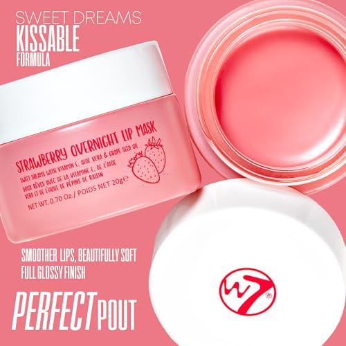 W7 Sweet Dreams Strawberry Lip Mask - Vitamin E, Aloe Vera and Grape Seed Oil - For Hydrated, Full Looking & Irresistible Lips - 0.67 Fl Oz - Thumbnail 3