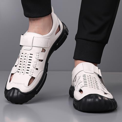 Men's Waterproof Leather Sandals, Closed Toe Water Sandals, Outdoor Hiking Shoes with Adjustable Straps, Casual Lightweight Non-slip Shoes2