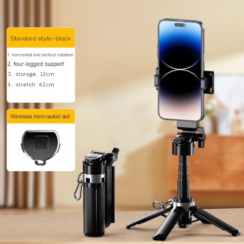 Image of Mini Selfie Stick Tripod Stand for iPhone ，6-Section Adjustable Height Extension (12-42cm)，10 Meter Remote One Click Control ，Suitable for Travel /Live Streaming /Outdoor Multiple Scenes