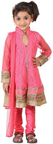 Ashwini Little Girls' Netted Embroidery Salwar
