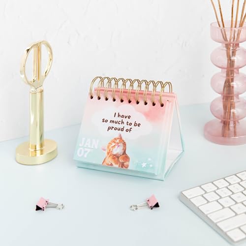 Catchyourdreams Daily Motivational Calendar - Perpetual Flip Calendar With Positive Affirmations To Start Your Day With A Smile - Inspirational Decor Gift For Women Dog Cat Desk Accessories #TOP2