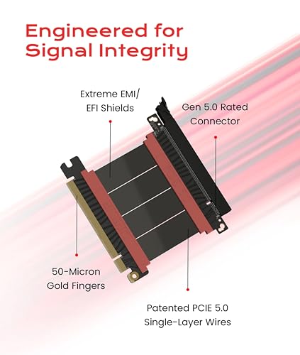 Image of LINKUP PCIE 5.0 Riser Cable | for Vertical GPU Mount | Straight | Graphics Card GPU Ready | Usable with PCIe 4.0 & RX9070 / RTX5090 | 5cm (Total Length: 9cm)