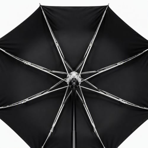 Image of Black Folding Umbrella, Windproof with J-Hook Handle