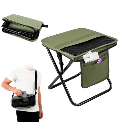 Qottmez QottmezKlappstuhl Faltbar 33×26 5×32 cm Leichter Campinghocker bis 120 kg Tragbarer Klapphocker mit Tasche Campingstuhl Klappbar Leicht für Wandern Angeln & Camping Erwachsene (Grün)