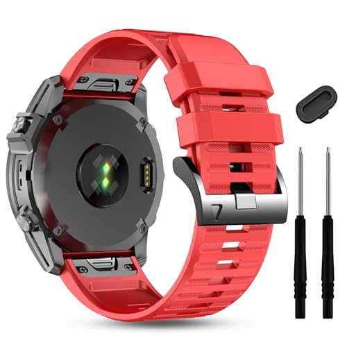 Image of Silicone Band for Garmin Enduro 3 2 /Fenix 8 pro /tactix 8 AMOLED 51mm /Fenix 7X /6X pro sapphire solar /5X plus, 26mm Quickfit Sprot Watch Strap Replacement for Descent Mk2i /3i /epix Pro /quatix 8 51mm