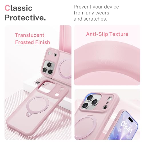 Peerock for iPhone 17 Pro Max Case: with 360° Spin Magnetic Stand, Camera Control Button, Fit for MagSafe, Military Drop Protective Slim Phone Cover for 17 ProMax with Ring Kickstand, 6.9", Pink - image 9
