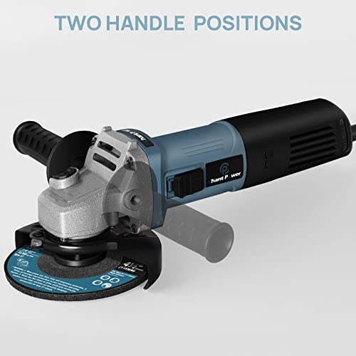C P CHANTPOWER Angle Grinder Power Tool, 115mm 900W Corded Angle Grinder with 2X Cutting Wheel, 2X Grinding Wheel, 1X Flap Discs and Side Handle - Image 5