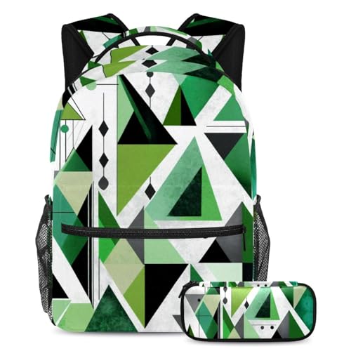 Sac à dos confortable contre le mal de dos avec trousse scolaire verte