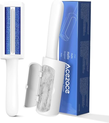 Image of ACE2ACE Mini Pet Hair Remover for Clothes, Reusable Lint Roller for Clothes | Self Clean Cat Hair Remover with Fur Bin, Dog Hair Remover for Couch, Furniture, Carpet, Sofa and Bedding (White-Mini)