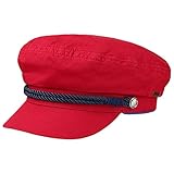 UV-Schutz Stetson Millerson Elbsegler Schildmütze Schirmmütze Baker-Boy-Mütze Kapitänsmütze Schiffermütze Cap Damen/Herren - Damencap mit Schirm, Schirm Frühling-Sommer - XXL (62-63 cm) rot