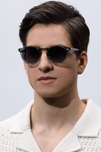Image of CARFIA Acetate Polarized Sunglasses for Men Retro Classic Round Shades