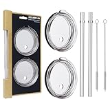 30 oz Tumbler Straw Lid, 2 Pack Replacement Lids for YETI 26oz/30oz/35oz Straw Mug, Transparent Travel Tumbler Top with BPA Free and Shatter-proof