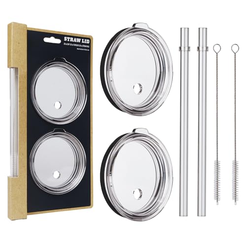 30 oz Tumbler Straw Lid, 2 Pack Replacement Lids for YETI 26oz/30oz/35oz Straw Mug, Transparent Travel Tumbler Top with BPA Free and Shatter-proof