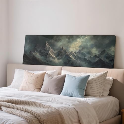 Toile panoramique de montagne déchiquetée grand format cadre étroit 45x135