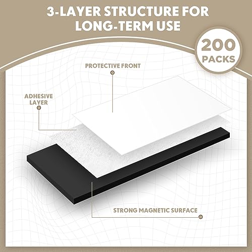 Image of Macarrie 4 x 6 Adhesive Magnetic Sheets with Adhesive Backing Cuttable Magnetic Paper Stickers Flexible Peel and Stick for Picture Crafts Die Storage Photos(200 Pcs)