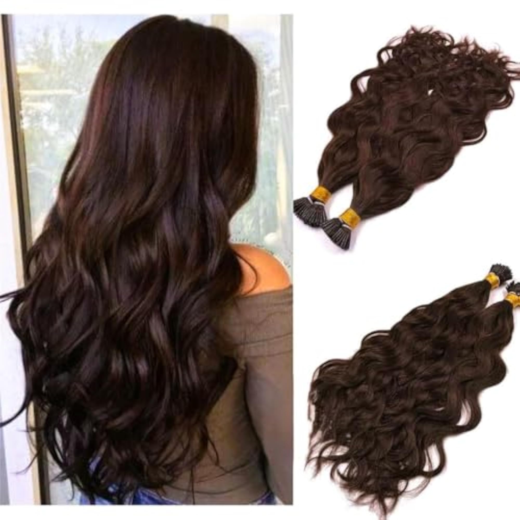 Women's Wavy Real Human Hair Extensions, 18 Inch