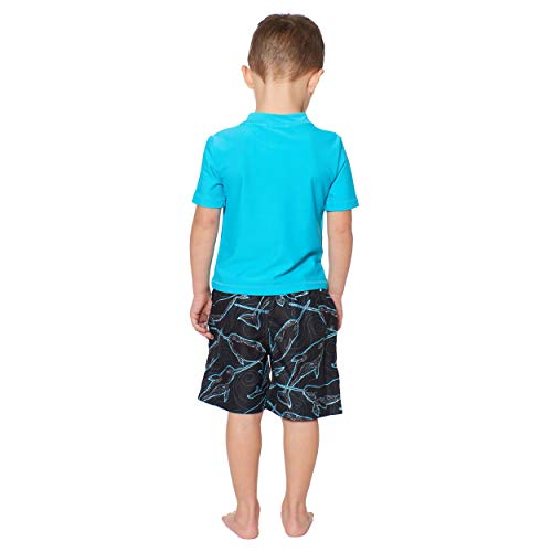Tommy Bahama Boys' Rashguard And Trunks Swimsuit Set, Turq/Narwhal, 4 #TOP2