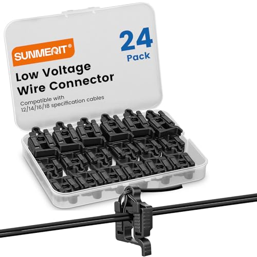 Sunmerit 24 Pack Low Voltage Wire Connectors for Landscape Lighting, Compatible with #12/14/16/18 Gauge Underground Cable for Pathway Lights, Spotlight, In-ground Lights, Waterproof, UL Listed