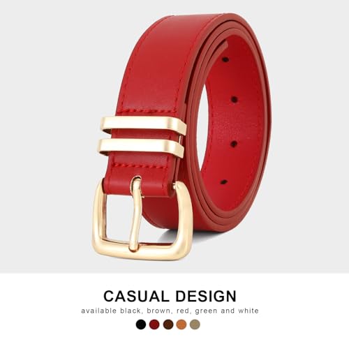 Women Faux Leather Belt for Jeans Dress Pants Fashion Ladies Waist Belts with Gold Buckle4