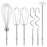 Hand Mixer Attachments Beater, Dough Hooks and Whisk, Blending Rod, Stainless Steel Hand Mixer Accessories Compatible with Kitchenaid Hand Mixers KHM3 KHM5 KHM7 KHM9, 6-piece set