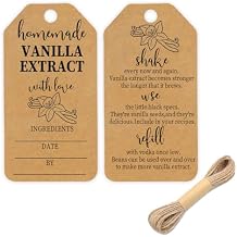 50PCS Kraft Vanilla Extract Labels Homemade Vanilla Extract Tags with Instructions for Gifting & Refilling Handcrafted Vanilla Bottles,Kitchen Pantry,JarIncludes Rope,2.6 * 1.3 in