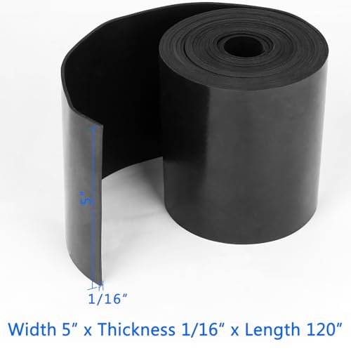 Image of WochiTV Solid Rubber Strips Rolls, 5 inch Wide x 1 /16 inch Thick x 120 inch Long Neoprene Rubber Sheets Perfect for DIY Gasket Material, Sealing, Liner, Shield, Padding, Mat