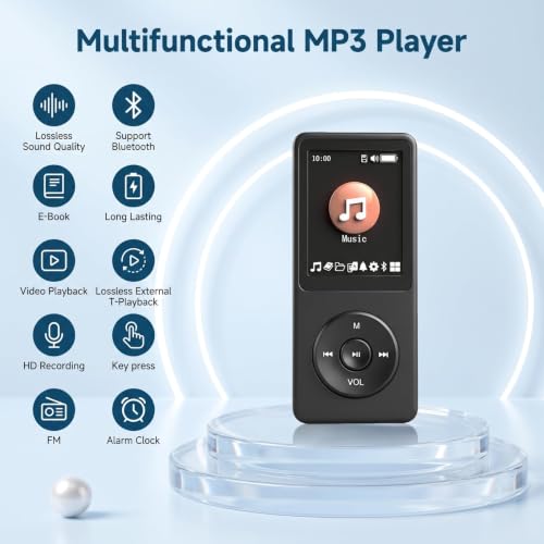 Image of TMY 128GB Mini MP3 Music Player with Bluetooth 5.4 & Voice Control Earphones, Video Playback,Pocket-Sized MP3 Player for Music,Voice Recording,FM Radio (TMYP17)