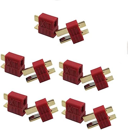 YUNIQUE UK 5 Pair Deans Ultra Plug T Male+Female Connector for RC Li-Po Battery Car Plane