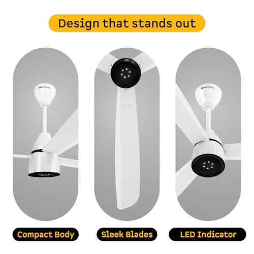 atomberg Renesa Enzel 1200mm BLDC Ceiling Fan with Remote Control | BEE 5 star Rated Energy Efficient Ceiling Fan | High Air Delivery with LED Indicators| 3 Year Warranty (Gloss White) view 2