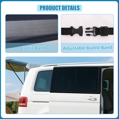 ZATOOTO Sonnenschutz Auto Mesh für Schiebetür, Fenster Verdunkelung mit UV Schutz, Einlagiger Sonnenschutz Seitenscheibe Insektenschutzgitter für MPV Van Camper Reise, 2 Stück, S