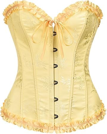 Generisch Korsett gelb Belle, Damen Korset, Gelb, M, Dessous, Erwachsene Frauen, Korsett, Corset, Nylon, Polyester, Herzausschnitt, Halloween & Fairy...