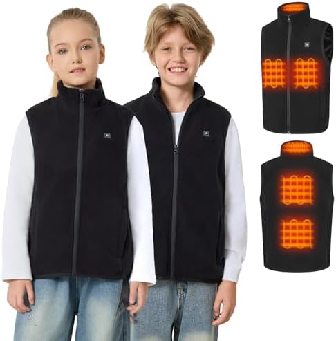 Glaais Kids Heated Vest with 7.4V 12000mAh Battery Pack Included, Boys Girls Lightweight Electric Fleece Heated Vests-M