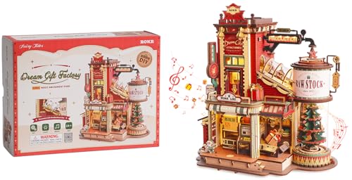 ROKR 3D Wooden Puzzle for Adult - Gift Factory Mechanical Model Kit with Music & Lights, 449pcs Adult Wooden Puzzles, DIY Building Toy for Teens & Adults