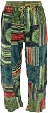 Patchwork Yogahose, Goa Hose, Loose fit Hose aus Baumwolle, grün, M