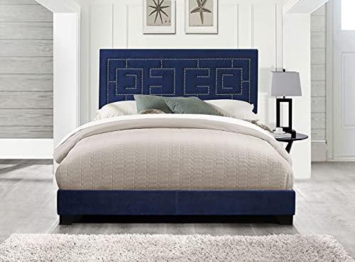 Marco de cama para muebles de dormitorio, litera tapizada de tela de plataforma clásica con marco nido, base de colchón, no necesita somier para dormitorio (cama Queen de cobre) (cama King oriental de