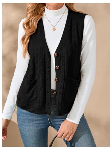 Image of Verdusa Women's Sweater Vest Tops For Women Trendy Sleeveless Button Down Cardigan Outwear