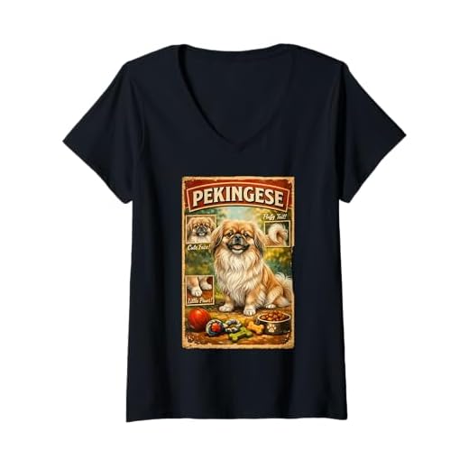 Women's Cute Funny Pekingese Dog Paw Dog Food Toy V-Neck T-Shirt