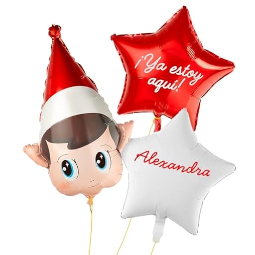 OH YEAH - Set Globo Foil Cabeza Elfo Mágico con Estrella + Estrella PERSONALIZADA - Decoración Festiva Duendes - Accesorios Navideños - Complementos para Fiestas, Hogar y Colegios - ELIGE TU NOMBRE | Ya disponible en tu tienda friki favorita! En mundofriki.es!
