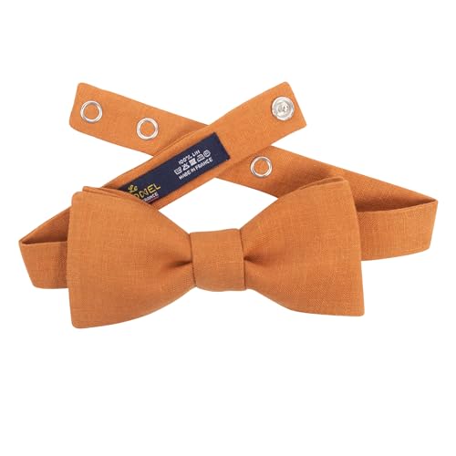 Noeud papillon lin safran made in France accessoire mariage jaune