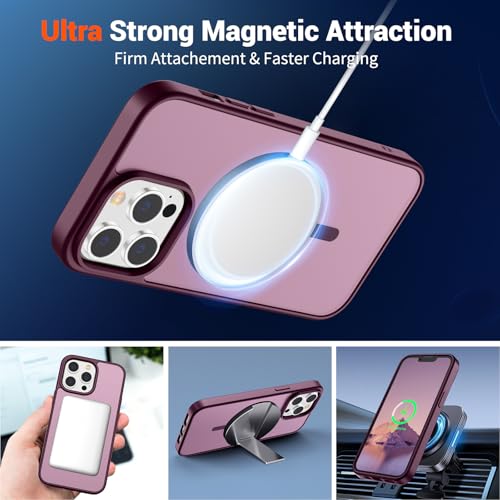 Image of SUPFINE Magnetic for iPhone 12 Pro Max Case (Compatible with MagSafe) (Military Grade Drop Protection) Slim Translucent Matte Shockproof with Anti-Fingerprint Phone Case,Wine Red