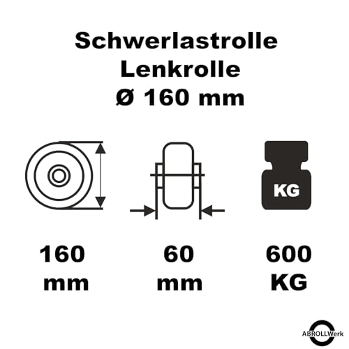 Roulette pivotante 160mm charge 600kg en polyuréthane robuste