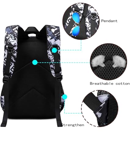 Sac a dos scolaire garcon camouflage avec trousse pour ecole primaire et lycee